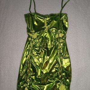 Bear Dance Metallic Lime Slip Dress